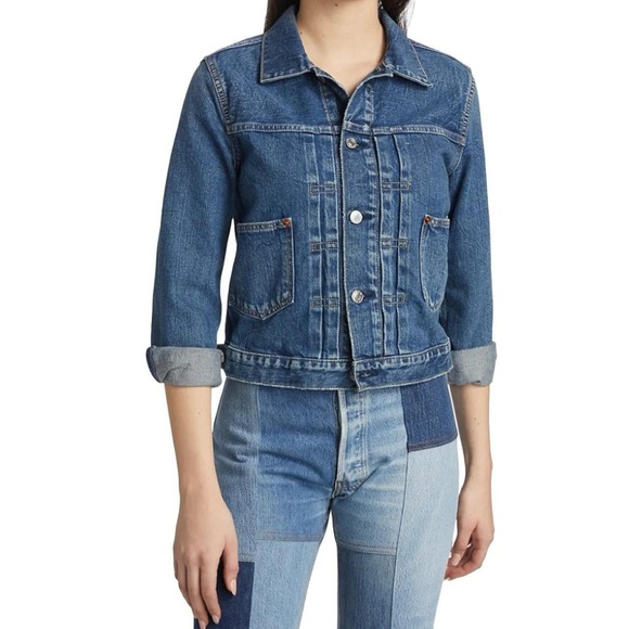 $365 NWOT RE/DONE 60s STONED SHRUNKEN DENIM JACKET SZ SMALL - Picture 2 of 4